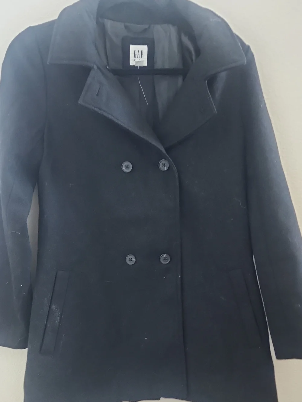 GAP Kids Double-Breasted Black Peacoat